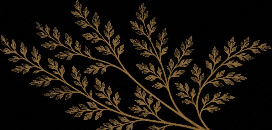 Gouden aquarel van een varenblad